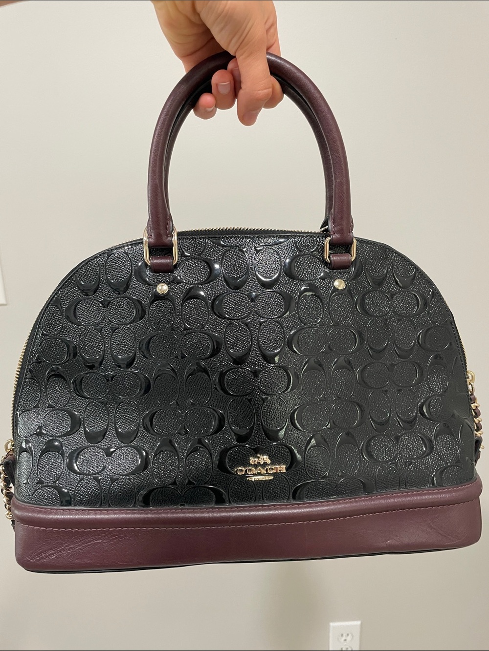 Coach Black Purse with Burgundy Trim
